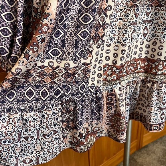 Style & Co 0X Long Boho Tie Front Long Sleeve Blouse Ruffle Hem Casual Chic - Picture 8 of 10